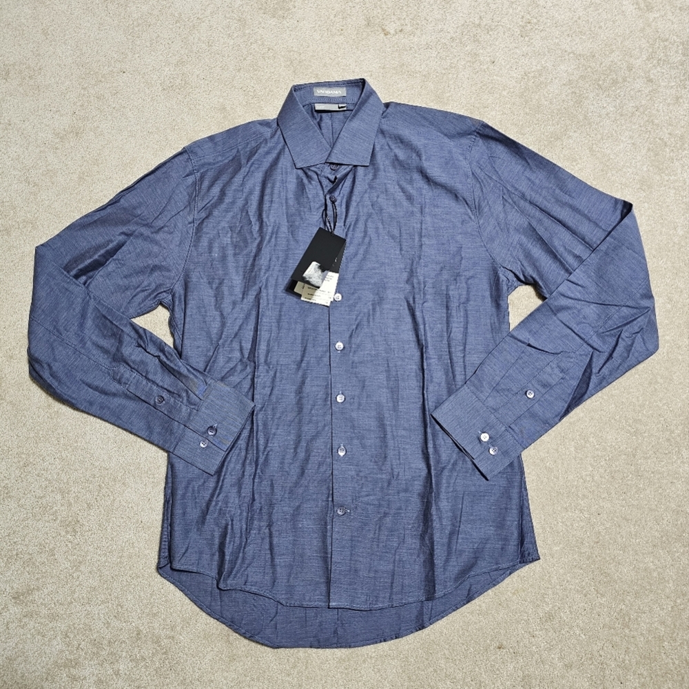NWT Vardama Spill Resistant Egyptian Cotton Slim Fit Dress Shirt 16.5 L
